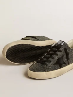 Online Super-Star Feminino com cristais Swarovski pretos com estrela de suede preto MULHER Super-Star