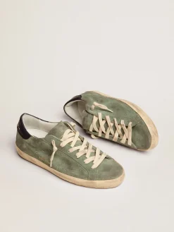 Best Sale Super-Star feminino de suede verde-militar com estrela perfurada MULHER Super-Star