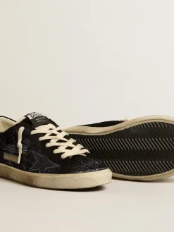 Shop Super-Star Feminino de veludo e suede pretos com estrela de suede preto MULHER Super-Star