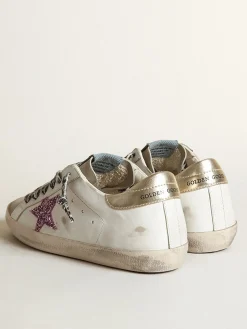 Cheap Super-Star feminino glitter e talão dourado MULHER Super-Star