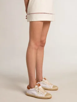Clearance Super-Star Feminino LTD de lona com estrela de couro branco e biqueira de ráfia MULHER Beachwear|Super-Star