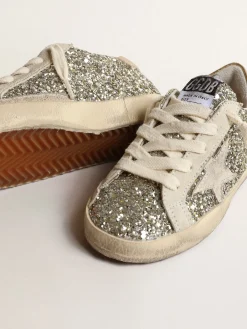 Best Sale Super-Star Junior de glitter com estrela de suede e talão dourado Meninas pequenas (1-3 anos)