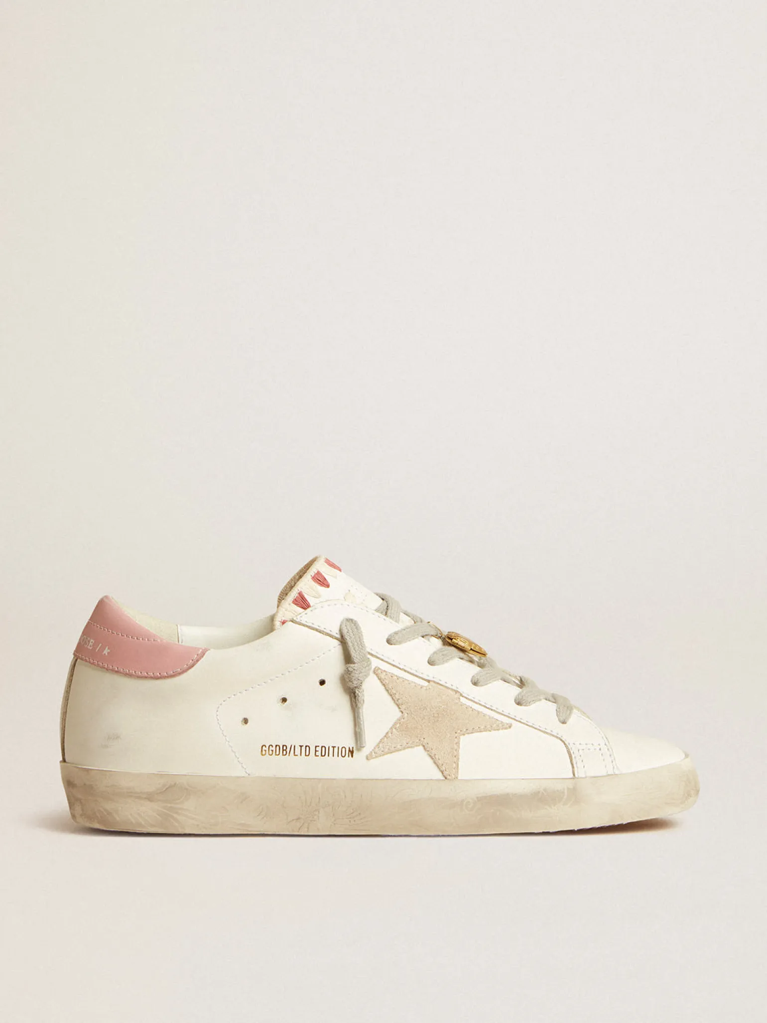 Hot Super-Star LTD com estrela de suede bege e talão rosa MULHER Super-Star