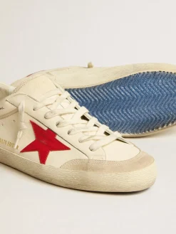 Sale Super-Star LTD de napa com estrela de couro vermelho e biqueira de suede perolado Super-Star