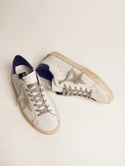 Online Super-Star masculino com estrela de suede e talão azul Super-Star