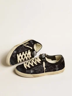 Flash Sale Super-Star Masculino de veludo e suede pretos com estrela de suede preto Super-Star