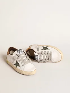 Clearance Super-Star Young com estrela de napa verde e talão de suede marrom Meninos (4-10 anos)
