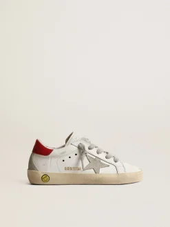 Flash Sale Super-Star Young com estrela de suede e talão de couro vermelho Meninas (4-10 anos)|Meninos (4-10 anos)