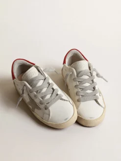 Flash Sale Super-Star Young com estrela de suede e talão de couro vermelho Meninas (4-10 anos)|Meninos (4-10 anos)
