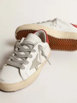 Flash Sale Super-Star Young com estrela de suede e talão de couro vermelho Meninas (4-10 anos)|Meninos (4-10 anos)