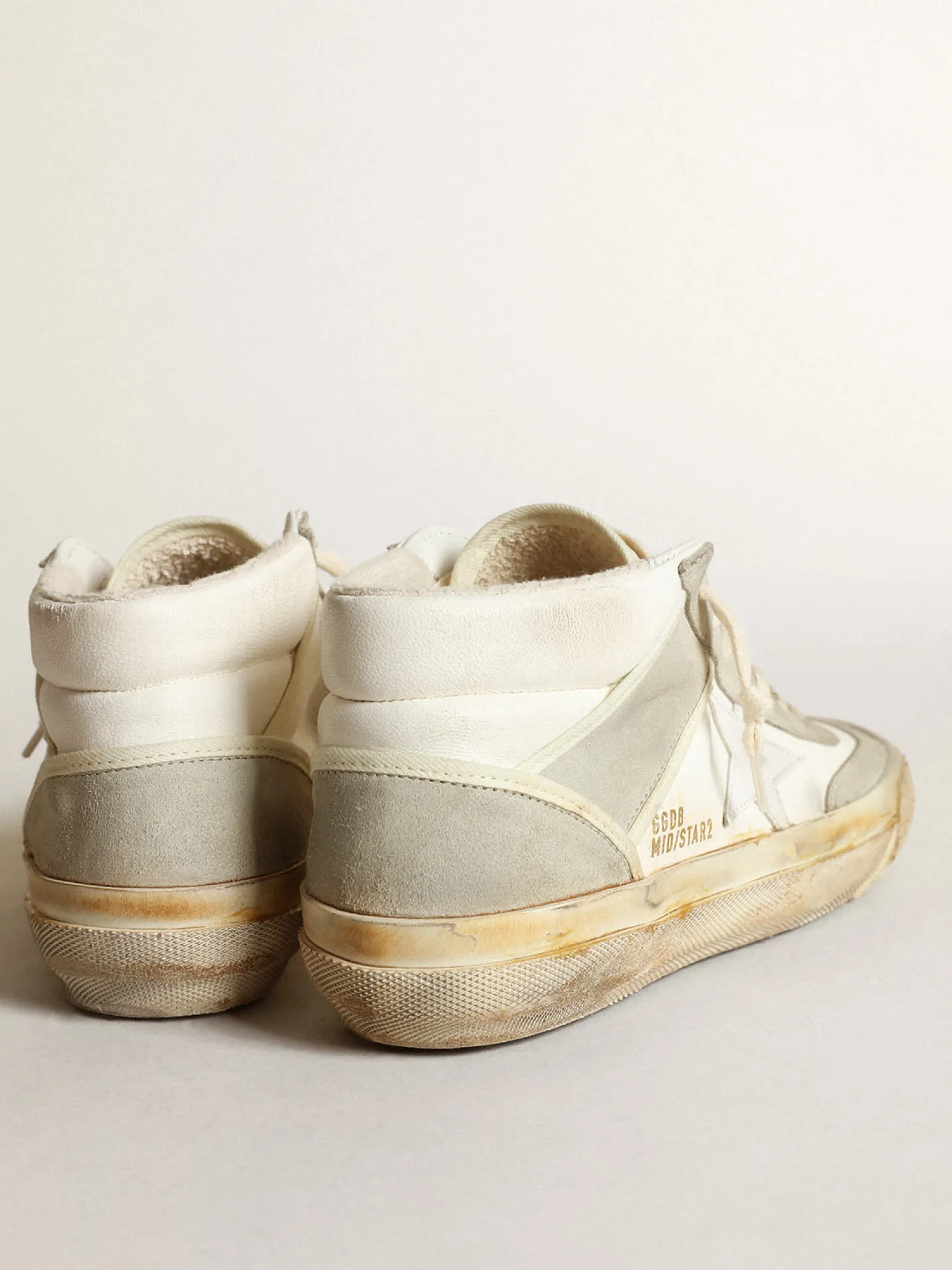 Best Sale Tênis Mid Star feminino com inserções de suede cinza-gelo e estrela de couro branco MULHER Mid Star