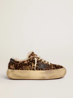 Cheap Tênis Space-Star de couro cavalinho com estampa animal print e forro de shearling MULHER Space-Star