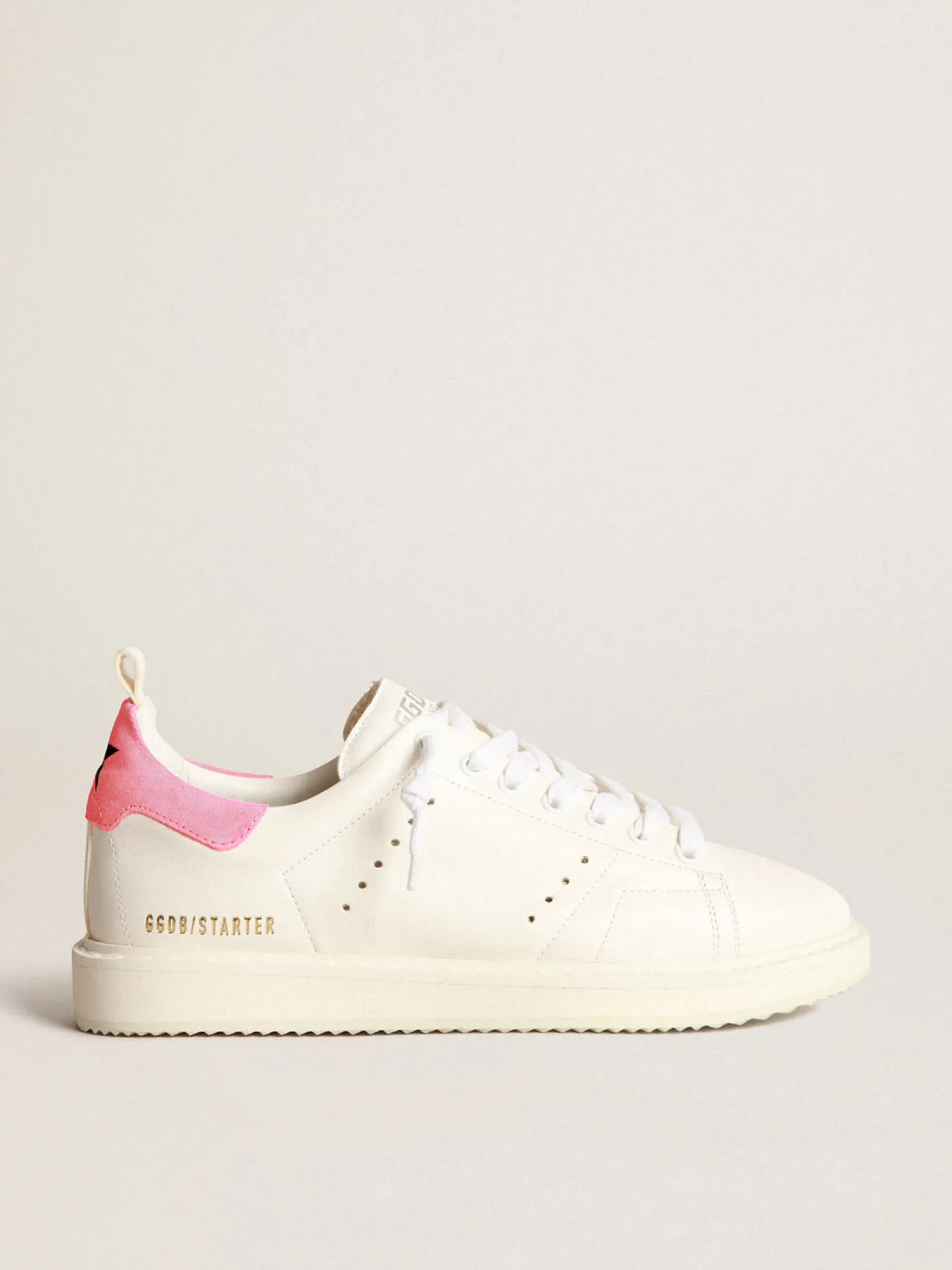 Cheap Tênis Starter em napa branca com talão de suede rosa MULHER Starter