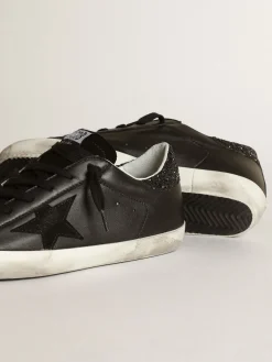 Online Tênis Super-Star de napa preta com estrela de suede preto e talão de glitter preto MULHER Super-Star