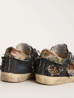 Best Tênis Super-Star feminino LAB de jeans e couro cavalinho com estampa de leopardo MULHER Super-Star