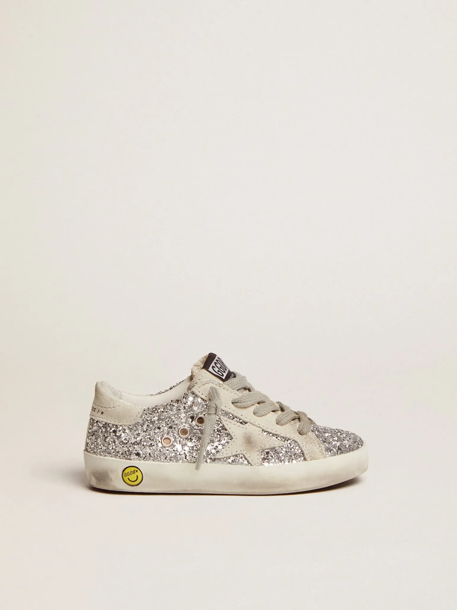 Best Tênis Super-Star Junior com glitter prateado e detalhes de suede Meninas pequenas (1-3 anos)
