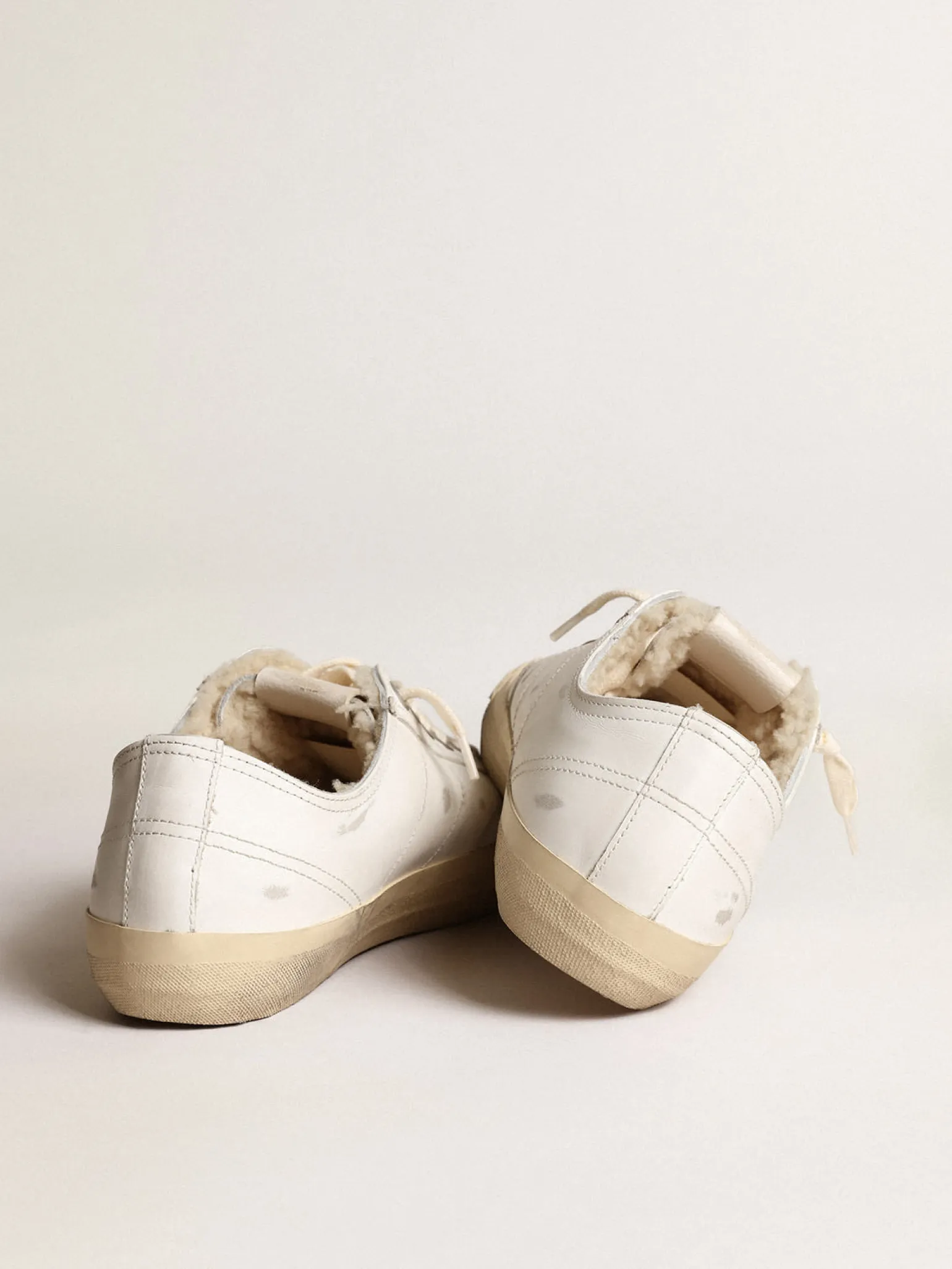 Clearance Tênis V-Star com estrela de couro e forro de shearling bege MULHER V-Star