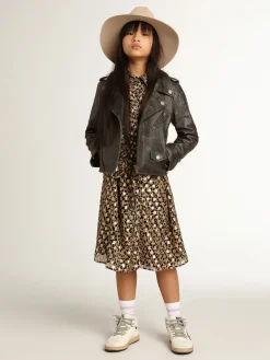 Best Vestido chemise infantil feminino com estampa animal print e fio coupé Roupas de cima (4-12 years)