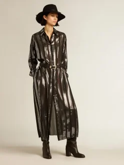 Fashion Vestido chemise preto com aplicações metálicas MULHER Vestidos e macacões