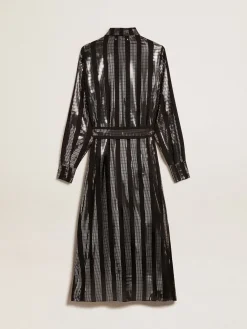 Fashion Vestido chemise preto com aplicações metálicas MULHER Vestidos e macacões