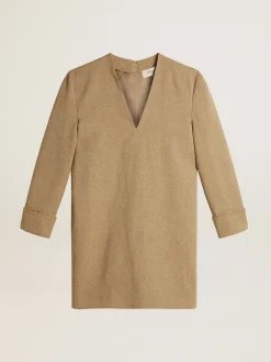 Fashion Vestido curto de lã cor de faia clara MULHER Vestidos e macacões