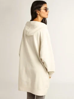 Fashion Vestido de moletom branco com capuz e patch Golden MULHER Vestidos e macacões