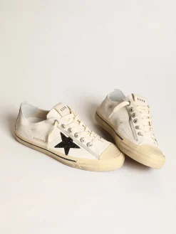 Best V-Star de napa branca com estrela de glitter preto MULHER V-Star
