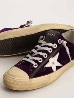 Cheap V-Star Feminino LTD de veludo roxo com estrela de couro branco MULHER V-Star