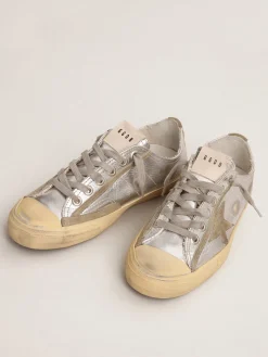 Cheap V-Star LTD feminino de couro metálico prateado MULHER V-Star