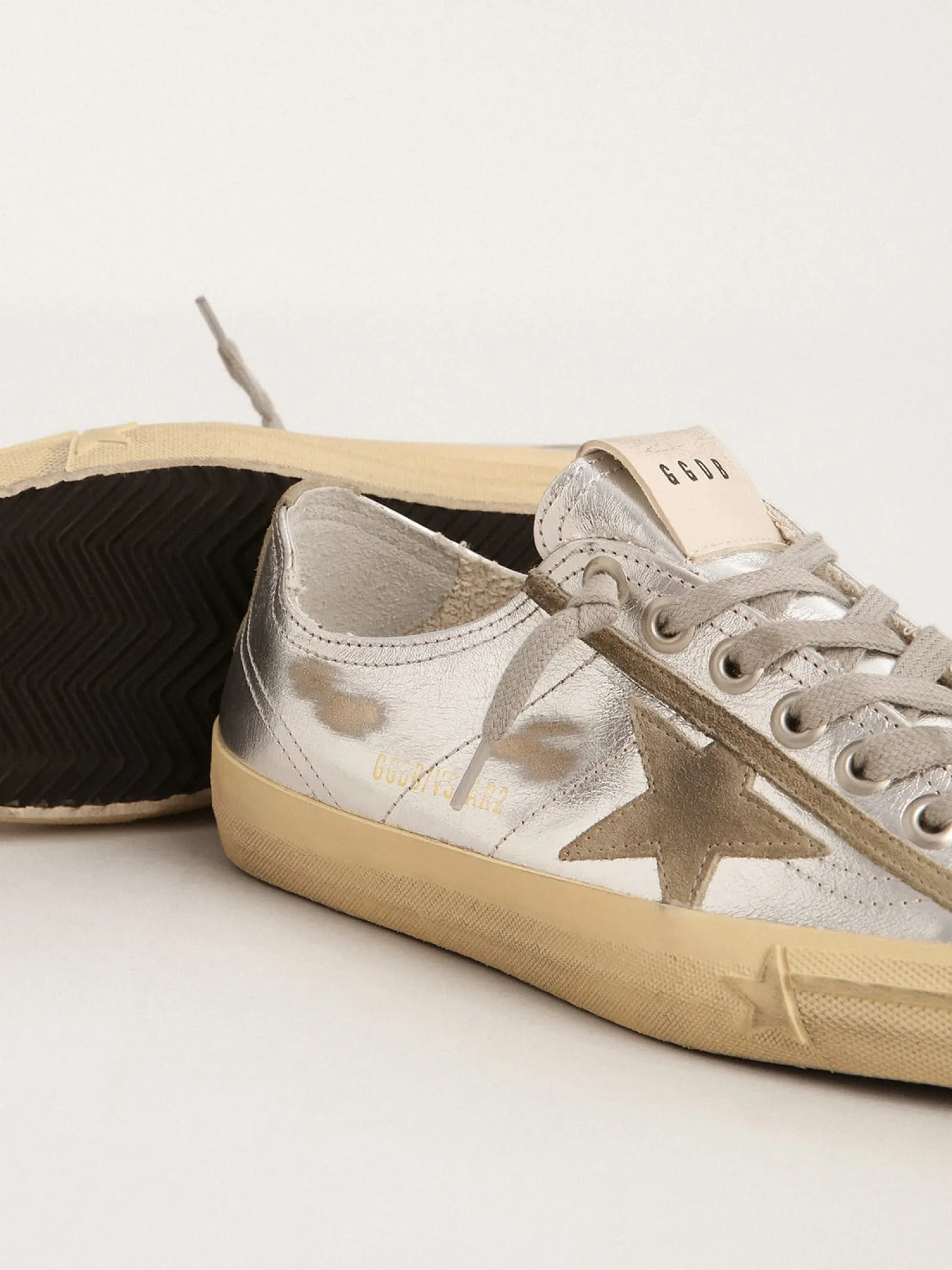 Cheap V-Star LTD feminino de couro metálico prateado MULHER V-Star