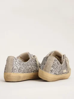 Fashion V-Star LTD feminino em glitter prateado com estrela de suede cinza gelo MULHER V-Star