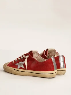 Flash Sale V-Star LTD masculino de suede vermelho -escuro com estrela e talão prateados V-Star