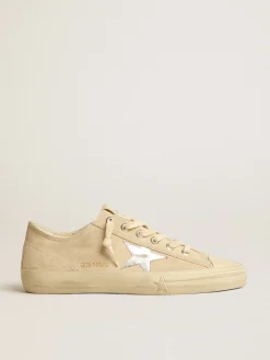 Sale V-Star Masculino de suede pérola com estrela de couro metálico prateado V-Star