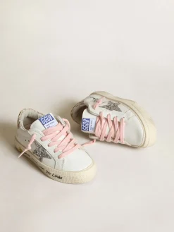 Store Young May com estrela de glitter prateado e talão estampa de leopardo Meninas (4-10 anos)