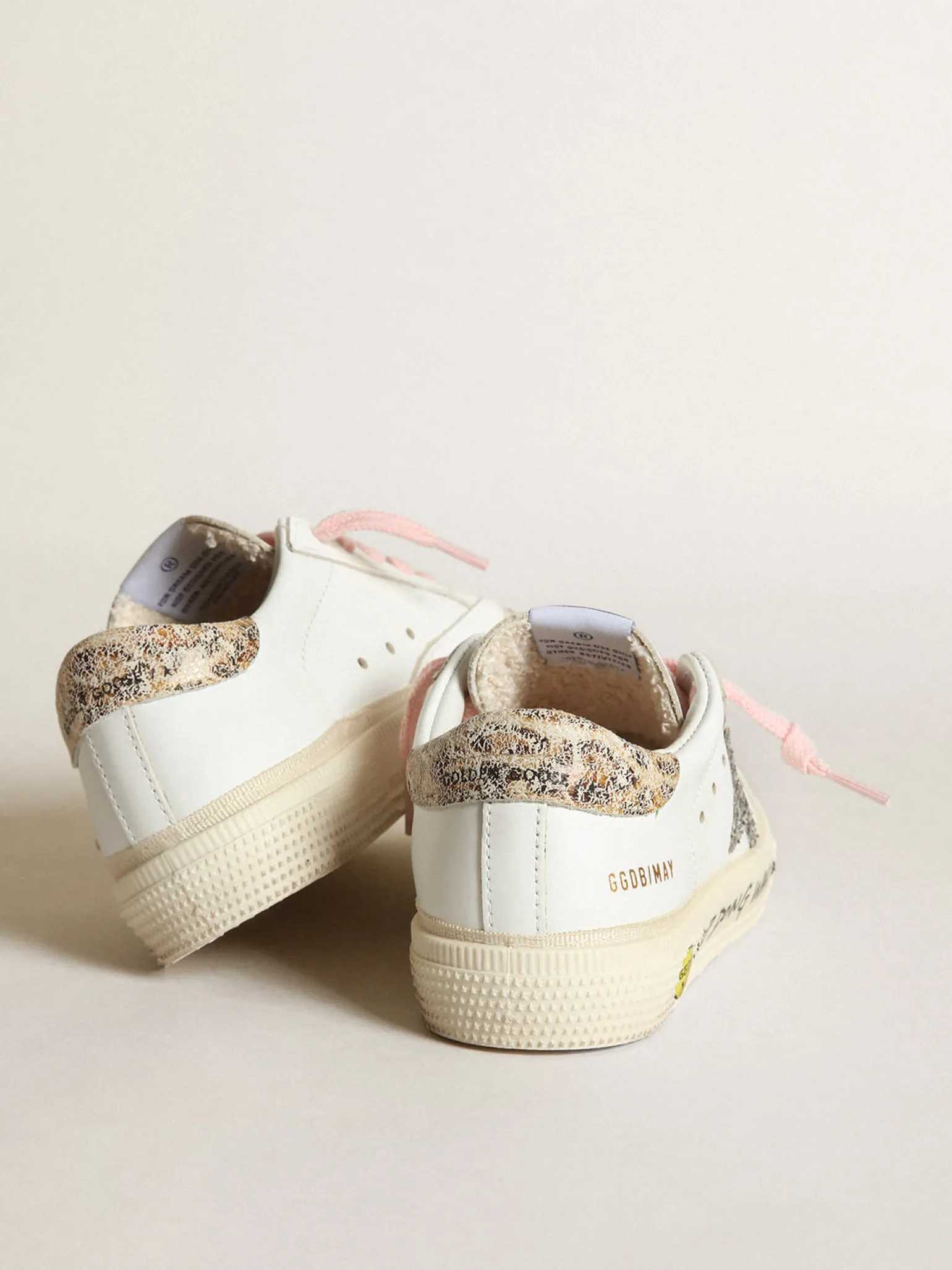 Store Young May com estrela de glitter prateado e talão estampa de leopardo Meninas (4-10 anos)
